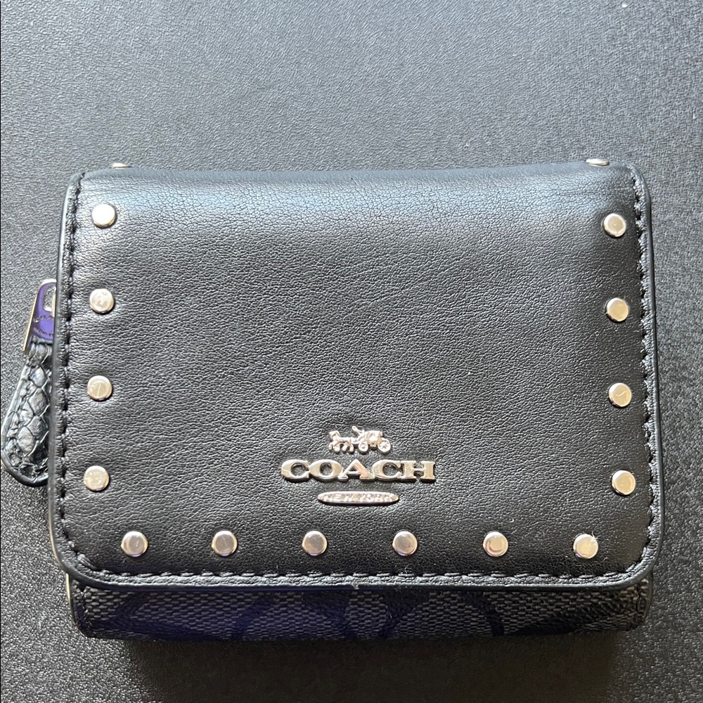 Authentic Coach Black Leather Wallet with Stud Accents OBO